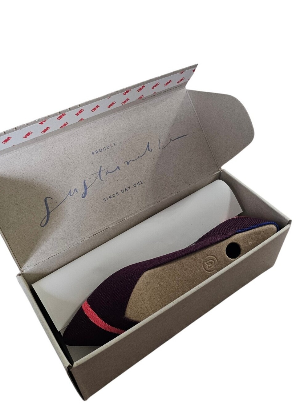NEW Rothy’s The Point Toe Ballet Flat Slip-On in Maroon Neon Stripe Size W7 - Picture 5 of 6